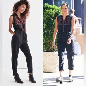 Madewell Embroidered Silk Folkway Jumpsuit in Classic Black 12